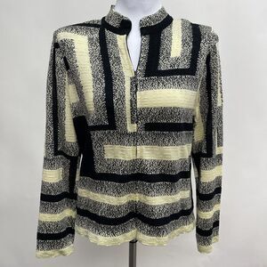 Ming Wang Women's Top Jacket Medium Yellow Black Full Zipper